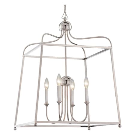 Crystorama 4 Light Polished Nickel Modern Chandelier 2244-PN_NOSHADE